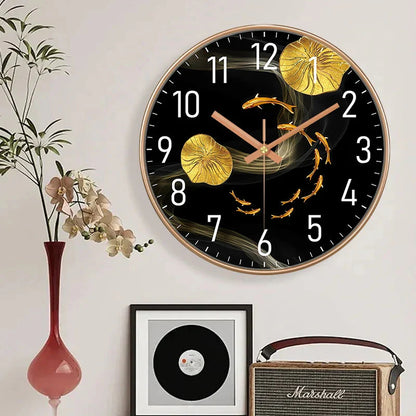 Simple Luxury Quartz Clock Hanging Wall Fish Decoration Modern Style Restaurant Living Room Home Decor Clock 8 10 12 Inche