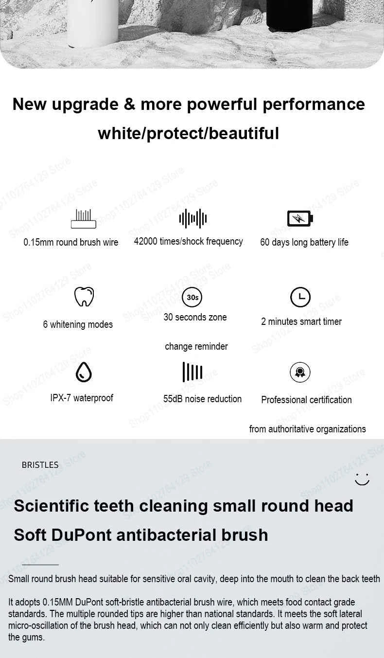 Xiaomi Mijia Sonic Electric Toothbrush Smart Timing Tooth Brush Teeth Whitening Fast Charging Base Toothbrush Replacement Head