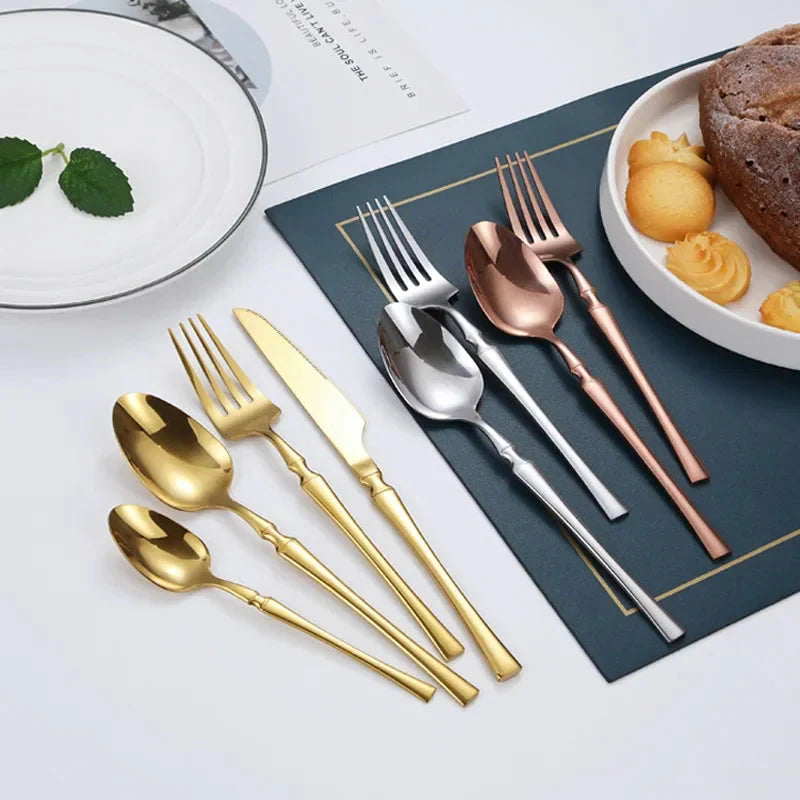 Premium Silver Stainless Steel Cutlery Set - 20/30/40 Piece Mirror Polished Flatware