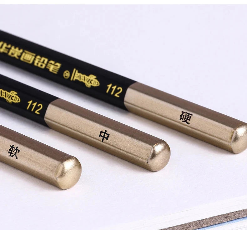 Specialized Sketch Charcoal pencils,Hard,Neutral,Soft Refills,Drawing Pencils,Art Student,Master Fine Arts Supplies 12pcs Box
