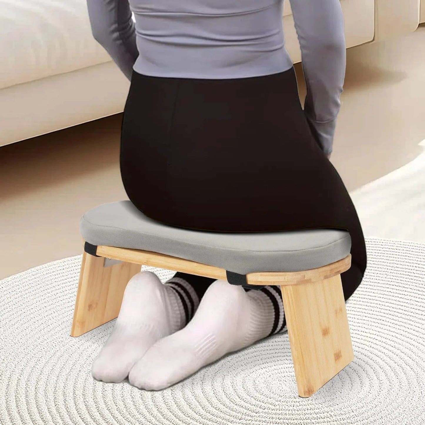 Portable Meditation Stool，Folding Kneeling Stool，Comfortable Sponge Cushion，for Yoga Bench, Prayer Bench, Floor Seat