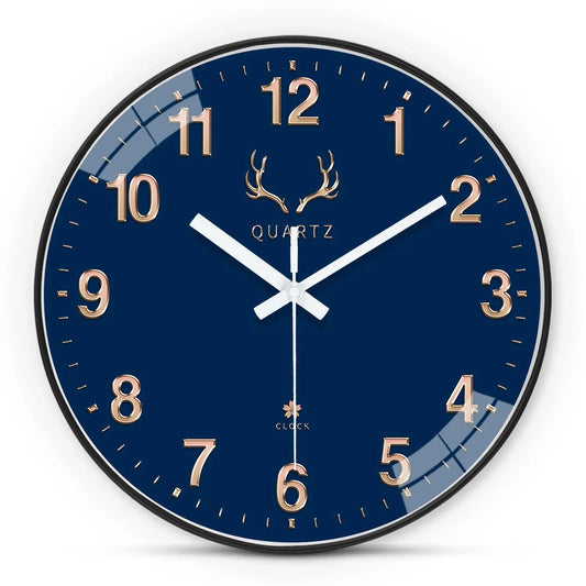 Dark Blue Plastic Round Wall Clock 8-12inch