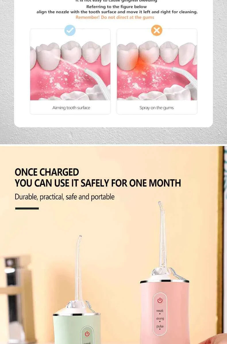 Portable Smart Electric Oral Irrigator Water Flosser 4 Jets 3 Modes Rechargeable Dental Water Jet Irrigator Dental Teeth Cleaner