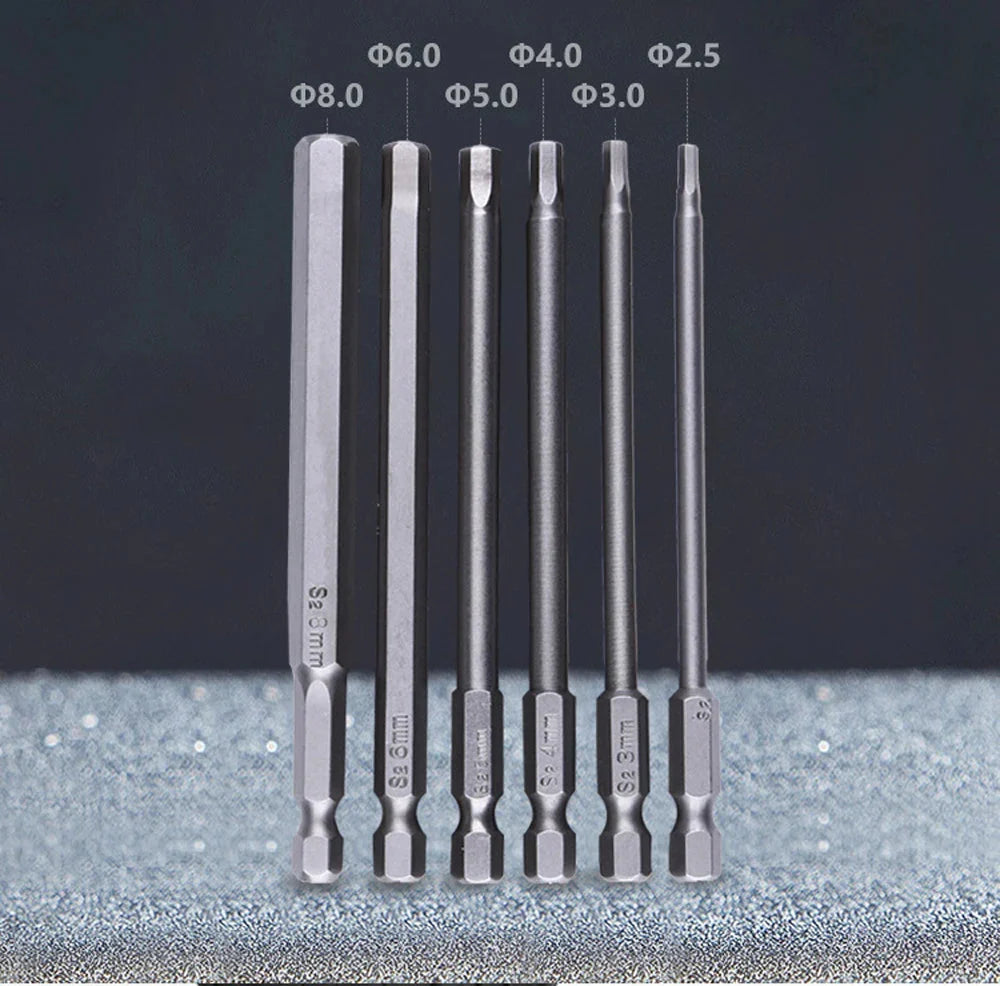 8pcs 100mm Hex Head Allen Wrench Drill Bits Set SAE Metric Allen Electric Hexagonal Bit Screwdriver Socket Bit Power Tool Parts