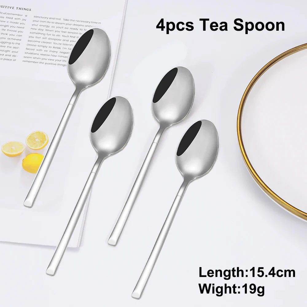 Elegant Thin Silver Cutlery Set - Mirror Polished Stainless Steel Tableware