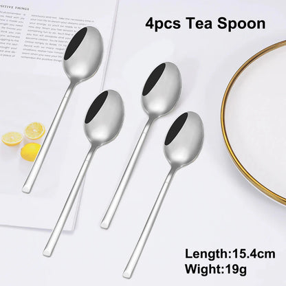 Elegant Thin Silver Cutlery Set - Mirror Polished Stainless Steel Tableware