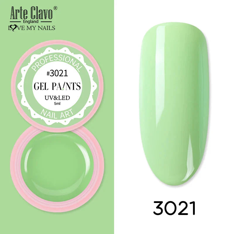 Arte Clavo Painting Gel 72 Colors 5ml Professional Nail Paint Color Gel Polish For Nail Art UV Gel Lacquer Gel Top Coat Manicure