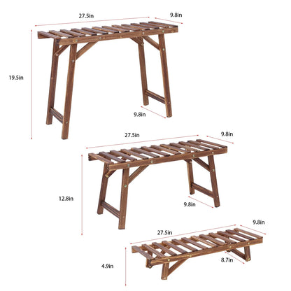3 Tier Wood Ladder Shelf Corner Plant Stand Indoor Outdoor Flower Pot Rack