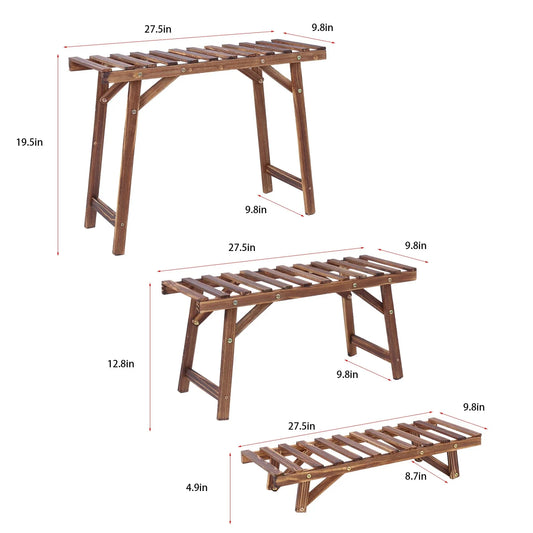3 Tier Wood Ladder Shelf Corner Plant Stand Indoor Outdoor Flower Pot Rack