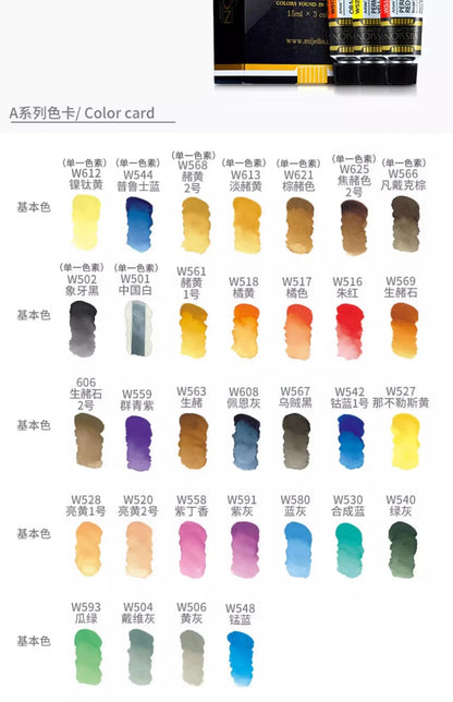 Korea MIJELLO tube watercolor artist 15ml watercolor paint mission series art supplies