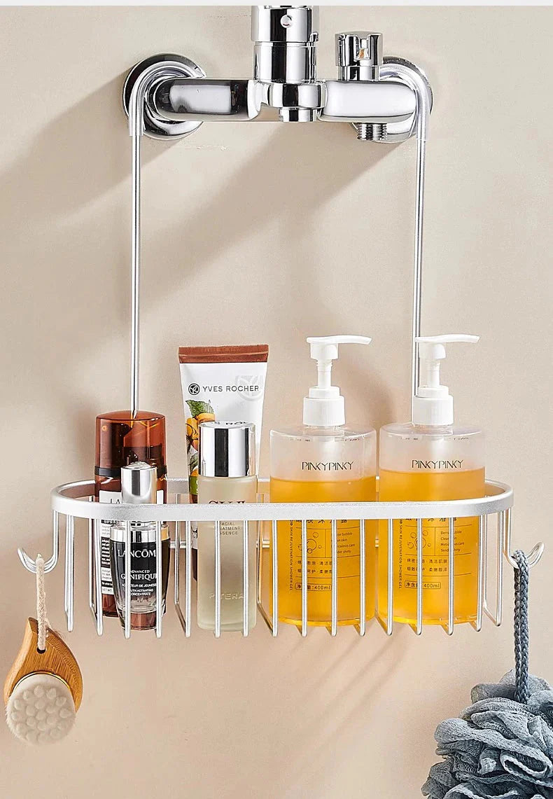 Aluminium Bathroom Shelf Without Drilling Shower Shelf Shelves Shampoo Holder Basket Storage Organizer Bathroom Accessories
