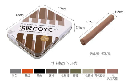 4 Pcs/box Sketch Charcoal Water-soluble Sketching Dry Materials Charcoal Brushes Charcoal Strips Art Painting Supplies