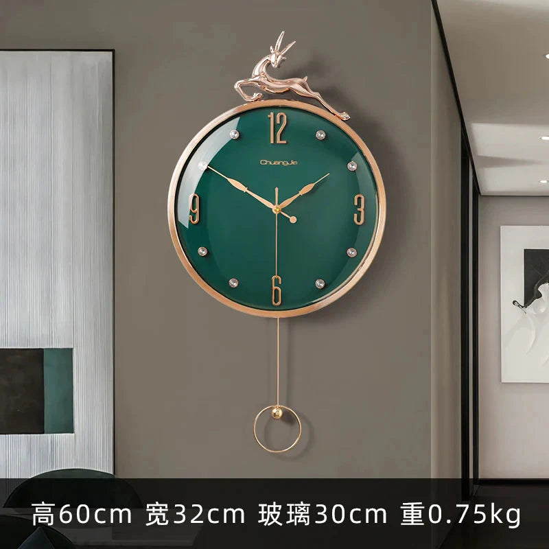 13 Inch Auspicious Deer Wall Clock Nordic Brief Design Living Room Decoration Kitchen Mute Clocks Art Wall Watch Home Decor NEW