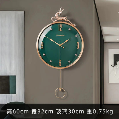 13 Inch Auspicious Deer Wall Clock Nordic Brief Design Living Room Decoration Kitchen Mute Clocks Art Wall Watch Home Decor NEW