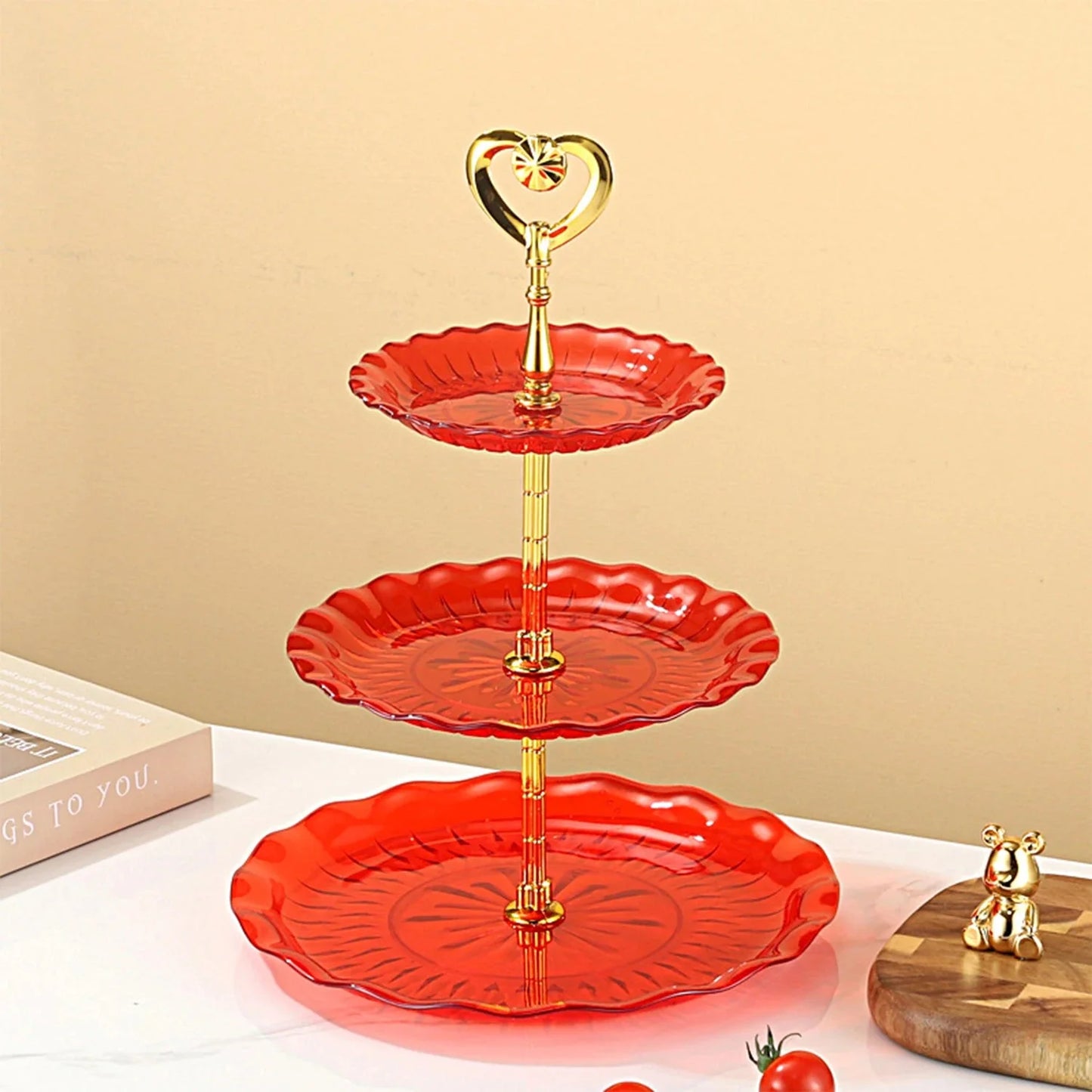 Plastic Dessert Display Table Wavy European And American Style Buffet Tea Break Cake Dessert Service Tray Fruit Plate Display