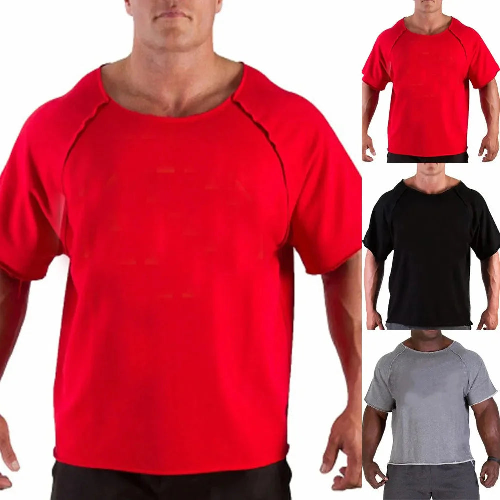 Fashion Men O-Neck T-Shirts Casual Bat Shirt Fitness Gym Wear Bodybuilding Workout Short Sleeve Tee Tops Shirts For Male