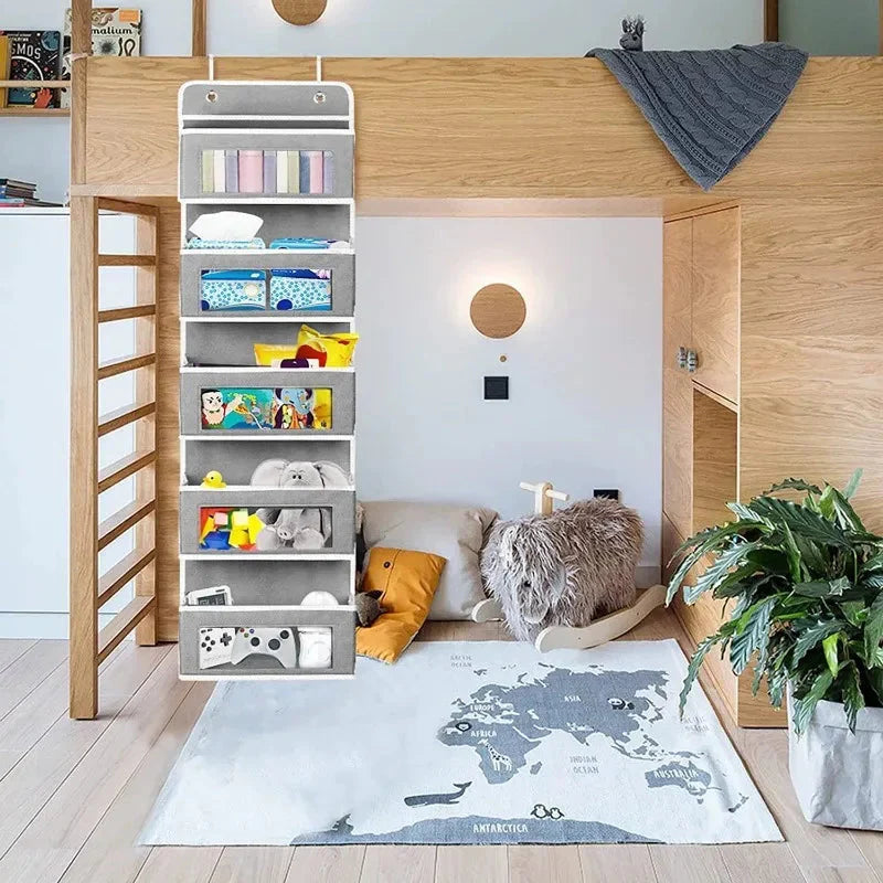 5-Shelf Hanging Storage Organizer - Behind Door, Anti-Tilt, 5 Large Capacity Pockets, Suitable for Bedroom, Bathroom