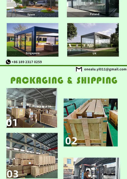 3x4m Motorized Aluminum Pergola - Waterproof Gazebo with LED Lighting & Roller Shutters