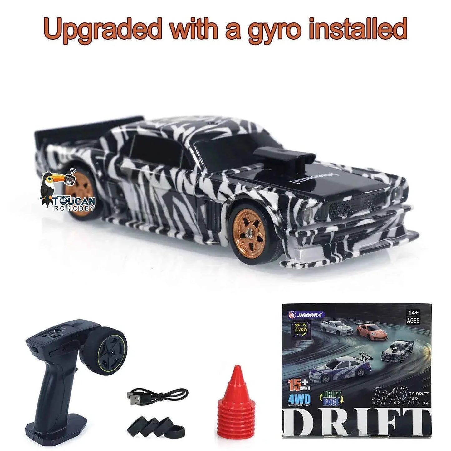 RTR RC Dift Race Car 1/43 Scale 4WD Gyro Four-wheel Drive Radio Control High Speed Model 2.4G Racing Drifting Cars Gifts Toys