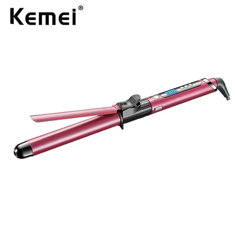 Kemei Professional Hair Curler Hair Curling Iron Wand Ceramic Tourmaline long Barrel Dual Voltage 100-240V Hair Waving Style Too