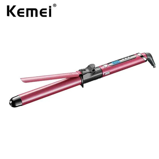 Kemei Professional Hair Curler Hair Curling Iron Wand Ceramic Tourmaline long Barrel Dual Voltage 100-240V Hair Waving Style Too