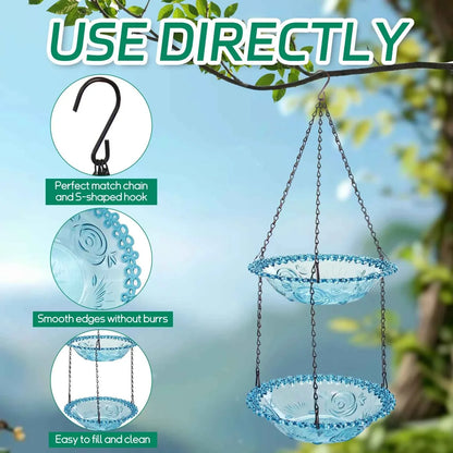 Hanging Bird Bath Hanging Bird-Feeder- Garden BirdBath Tray Wildlife Feeder Plate Water Bowl or Water Bowl for Garden Decoration