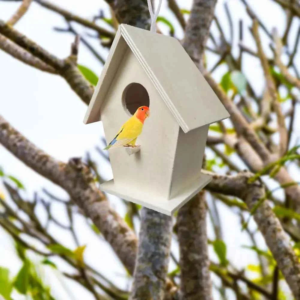 High-end Wooden Bird House For Outside To Paint Bird Nesting Box Handmade Birdhouse With Perch Diy Types Wall-mounted Nest