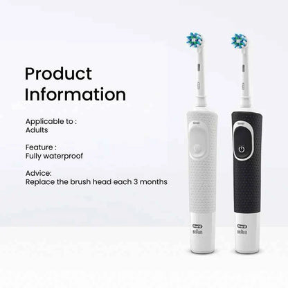 Oral B D100 2D Vitality Electric Toothbrush Timer 7600Rpm Cross Action Deep Cleaning and Whitening Teeth Tooth Brush