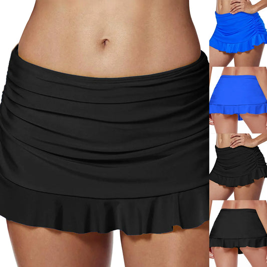 Women'S Swimsuit Women'S Swim Skirt High Waisted Fold Bathing Suit Skirt Built In Swim Shorts Bottoms Nuevo En Conjuntos A Juego
