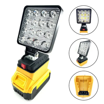 Heavy-Duty LED Work Light - Compatible with Makita/Dewalt/Milwaukee 18V Li-ion Batteries - Portable Camping & Emergency Flashlight