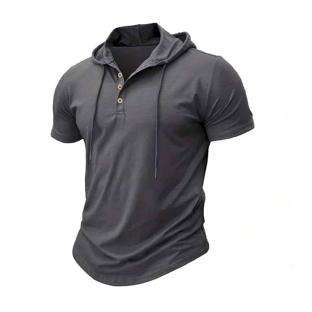 Men's T Shirt Summer Slim Fitness Hooded Short-Sleeved Tees Male Lightweight Hoodie Fitness Breathable Sports Tops