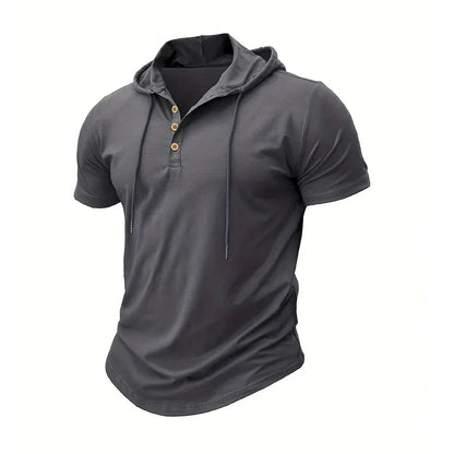 Men's T Shirt Summer Slim Fitness Hooded Short-Sleeved Tees Male Lightweight Hoodie Fitness Breathable Sports Tops