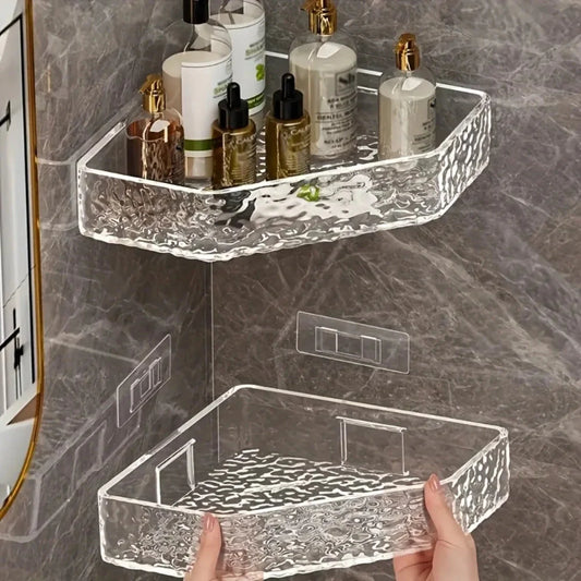 Wall Mount Corner Shelf Glacier Design Clear Bathroom Shelf for Shampoo Soap Storage Organizer Shower Caddy Bathroom Accessories