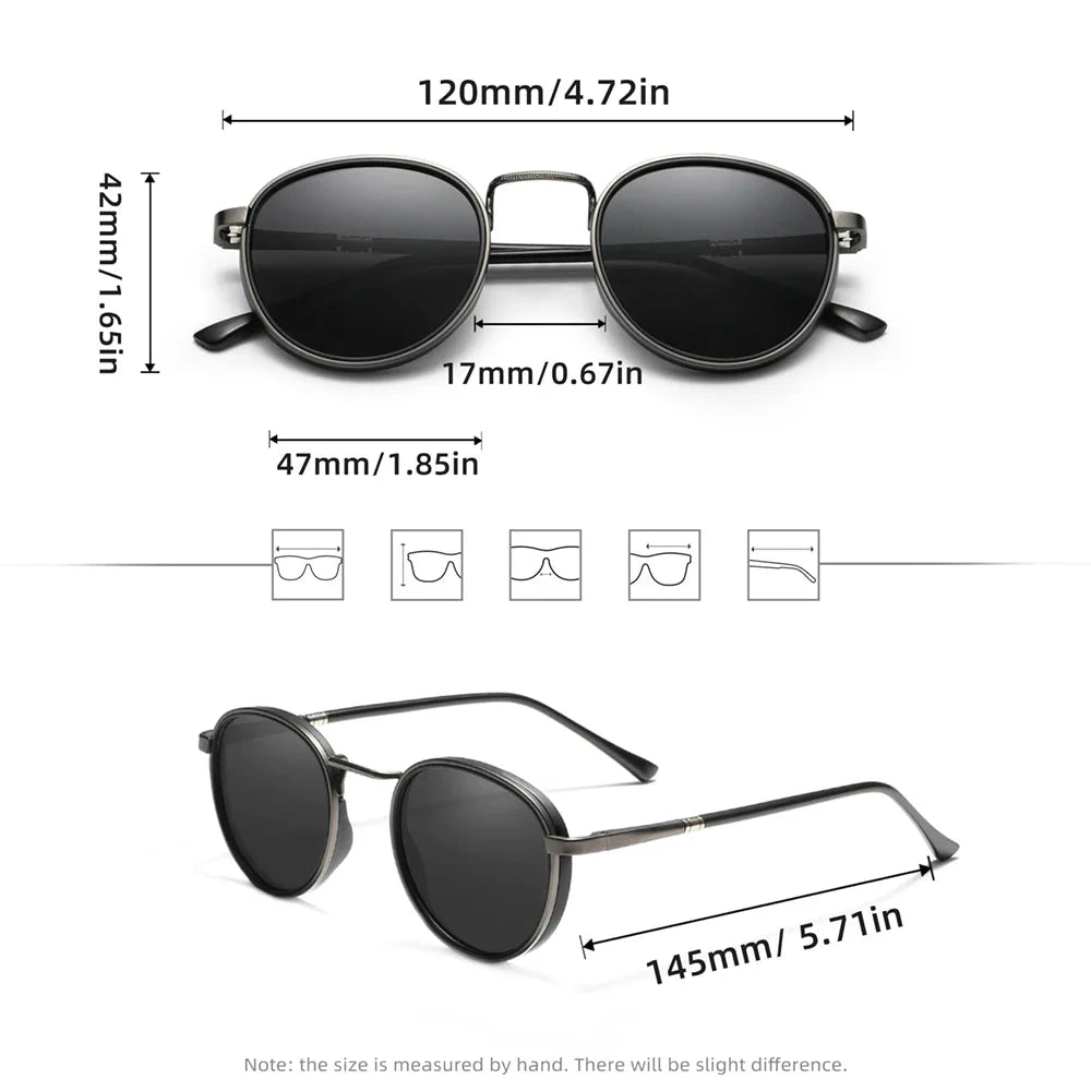 Round Frame Sunglasses For Men Polarized Anti-glare UV400 Women Driving Summer Travel Glasses Vintage