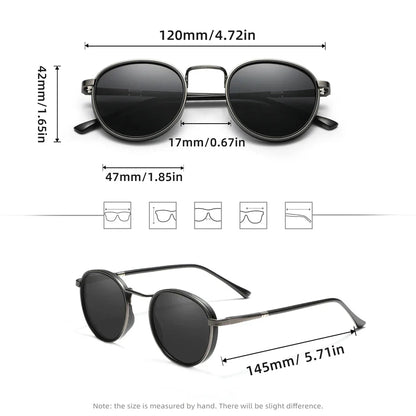 Round Frame Sunglasses For Men Polarized Anti-glare UV400 Women Driving Summer Travel Glasses Vintage