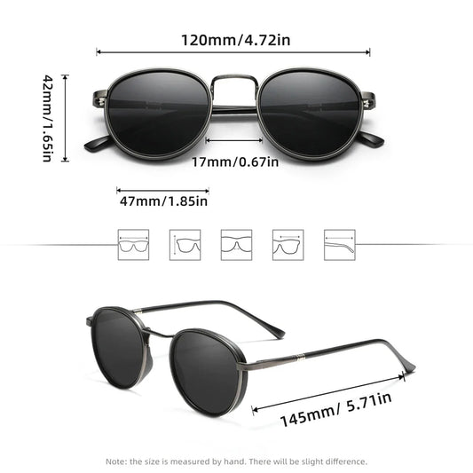 Round Frame Sunglasses For Men Polarized Anti-glare UV400 Women Driving Summer Travel Glasses Vintage
