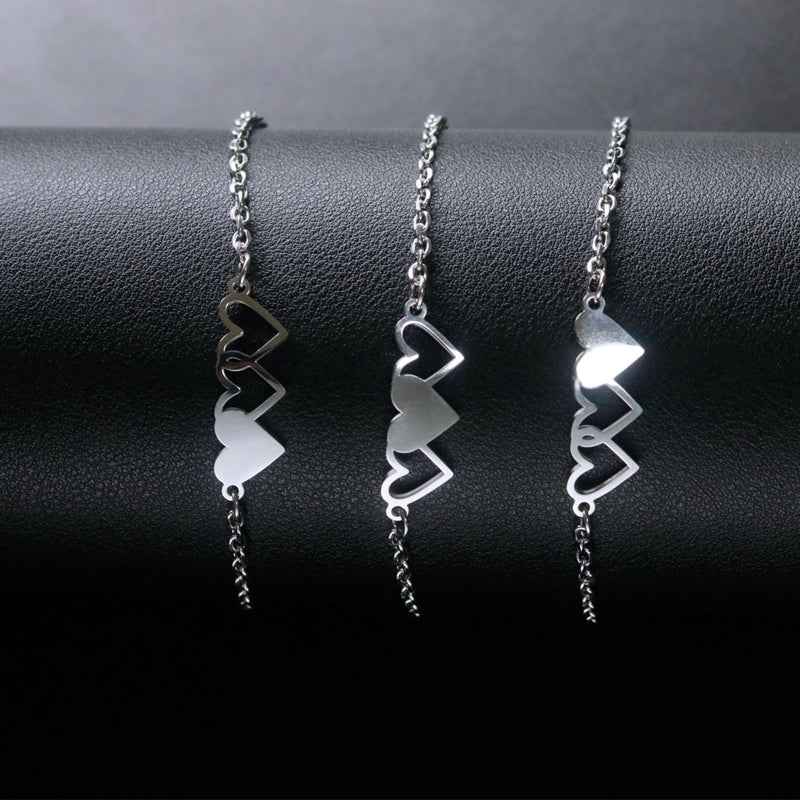 3 Sisters Bracelets Best Friends Necklace for 3 Set of 3 Heart Bracelets 3 BFF 3 Bestie Long Distance Friendship Gift