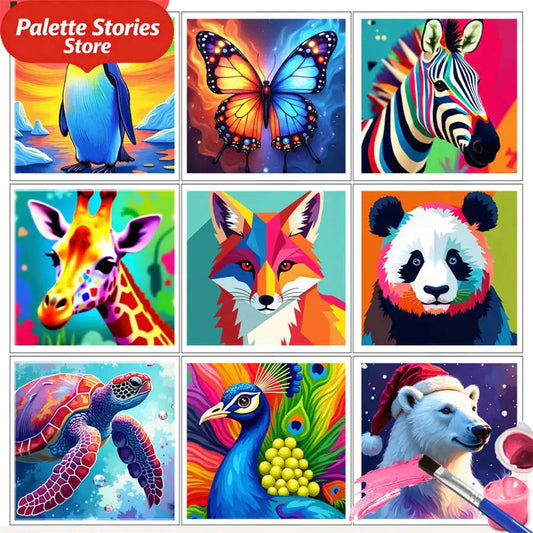 Painting by Number Kits Colorful Penguin Sunset Surreal Artwork  Oil Drawing Animal Artcraft Handpaint Home Decoration-frameles