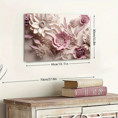 Charming Pink Floral Canvas Wall Art with Wooden Frame - Ideal Home Decor for Bedroom, Living Room & Office