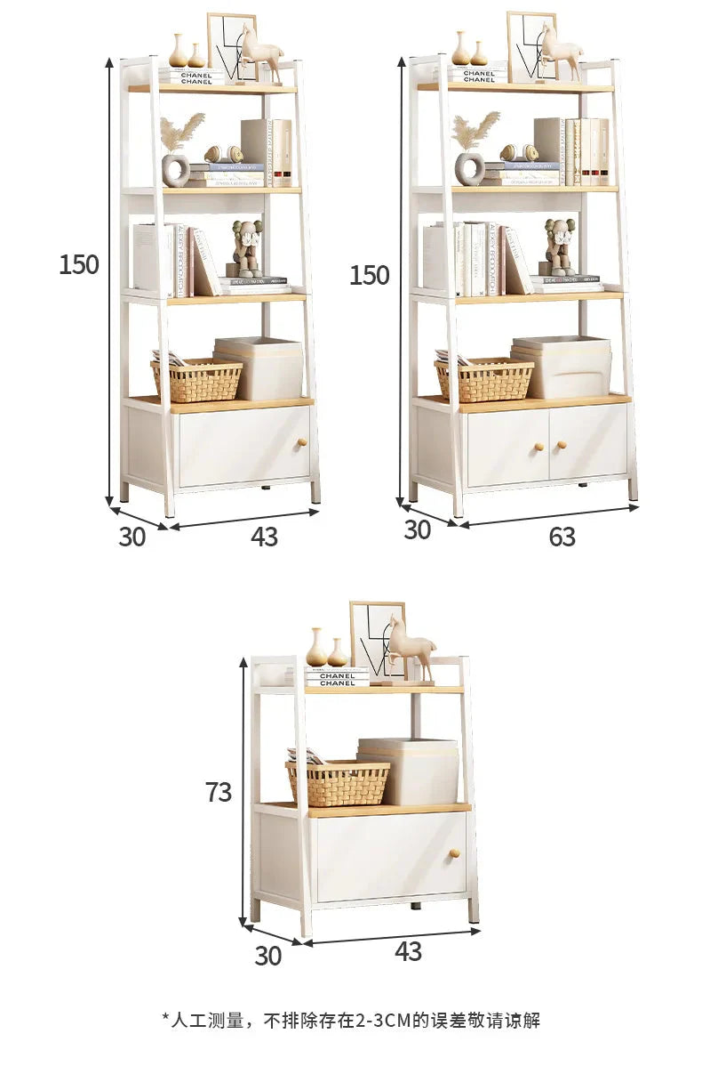 Household Multi-layer Wrought Iron Shelves Ins Wind Simple Floor Storage Display Cabinet Trapezoidal Shelf Bookshelf