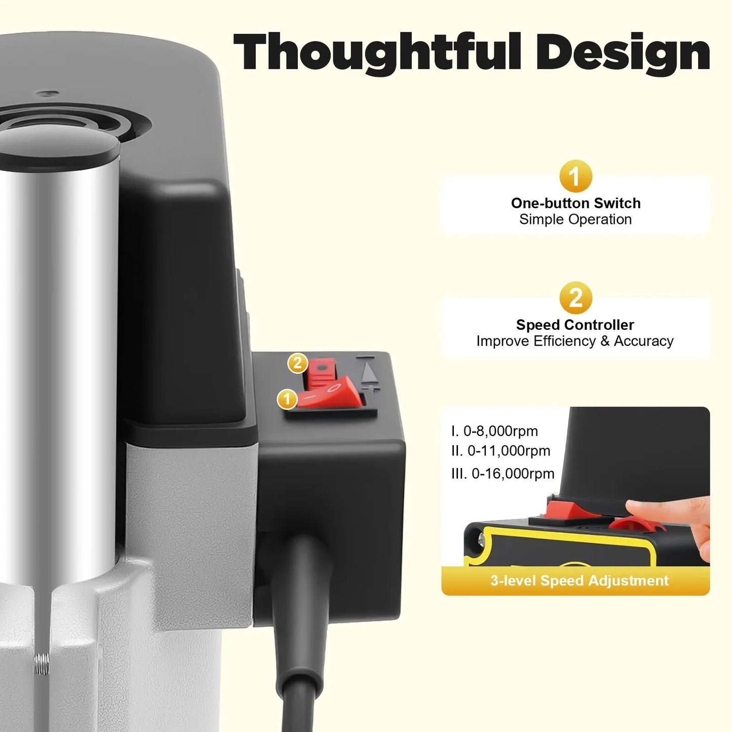 340W Portable Benchtop Drill Press, High-precision 3 Speed Adjustable Mini Portable Electric Bench Drill Stand for Iron Wood