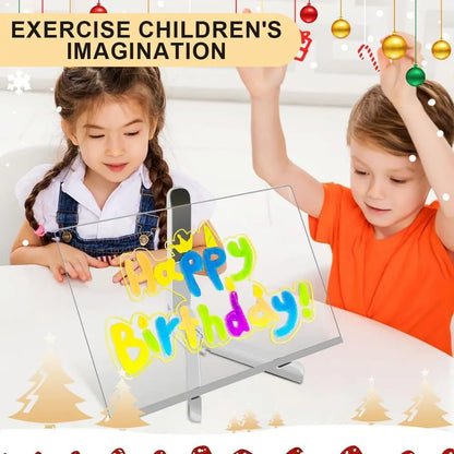 LED Note Board With Night Light 7 Colors Pen Acrylic Message Board DIY Children‘s Illuminated Drawing Board Kids Birthday Gift