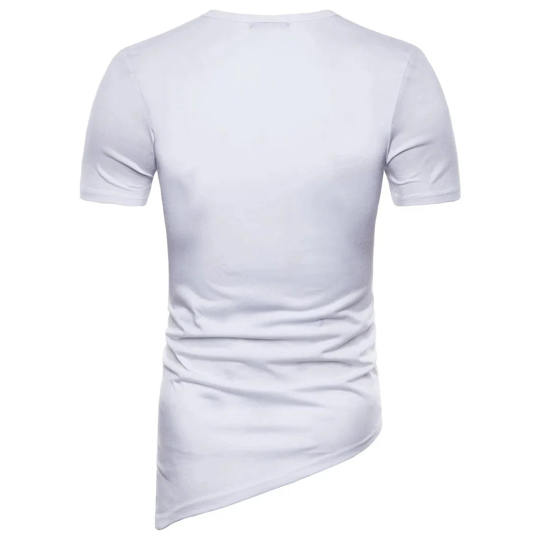 New2026 Men's Summer Short Sleeve T-shirts Trend Irregular Design Lace Up Solid Slim Tees Fashion Gothic Style Casual Shirts Men