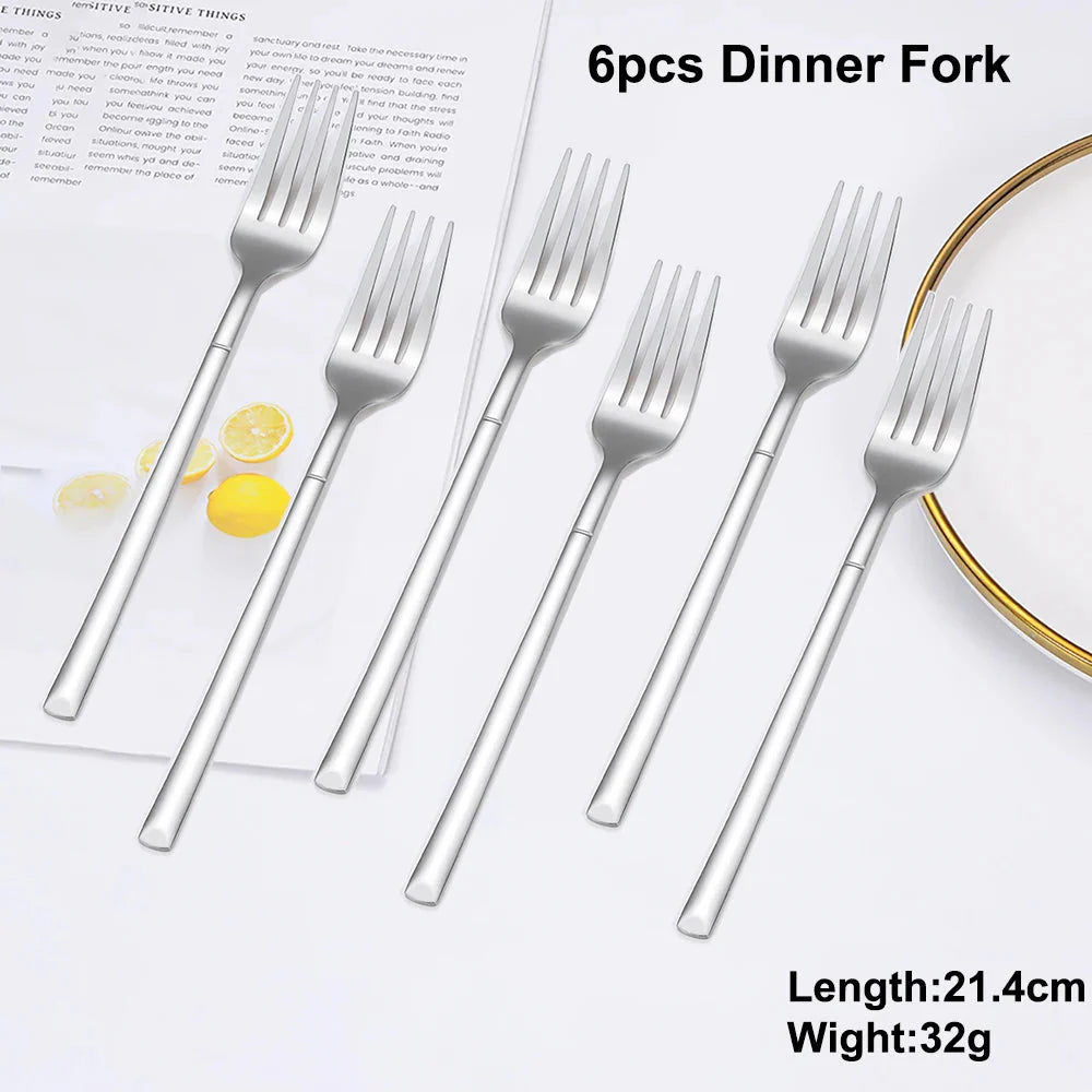 Elegant Thin Silver Cutlery Set - Mirror Polished Stainless Steel Tableware