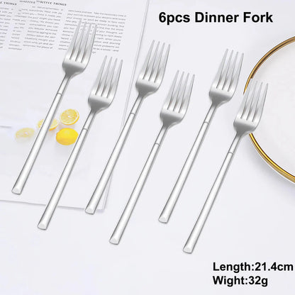 Elegant Thin Silver Cutlery Set - Mirror Polished Stainless Steel Tableware
