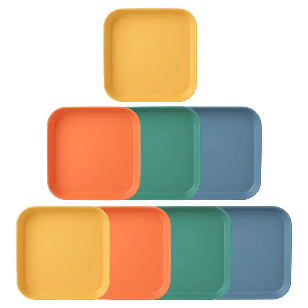 8Pcs Plastic Snack Plates Square Storage Dishes Multipurpose Dessert Fruit Food Dish Tabletop Trash Serving Tray