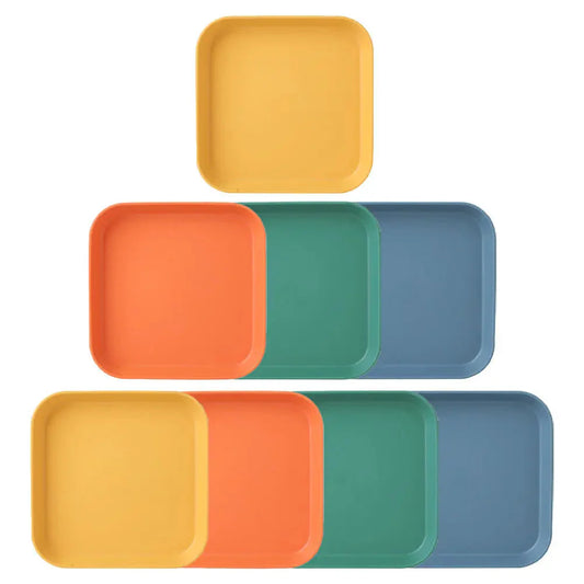 8Pcs Plastic Snack Plates Square Storage Dishes Multipurpose Dessert Fruit Food Dish Tabletop Trash Serving Tray