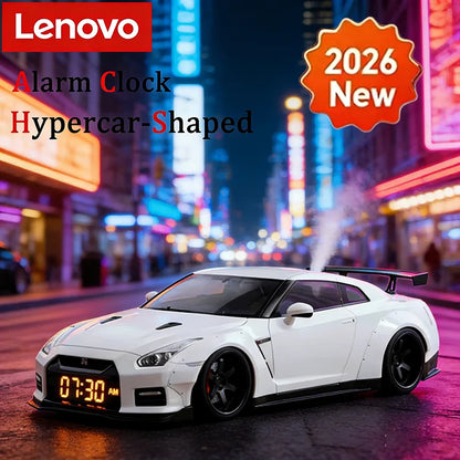 Lenovo New Hypercar-shaped Novelty Alarm Clock Realistic Engine Light Effects Portable Creative Desk Decor For Perfect Gift