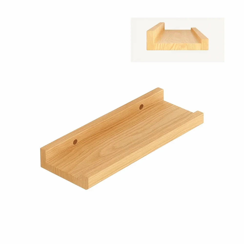 Space Saving Wooden Floating Shelf Minimalist Style Decorative Display Stand Rustic Bookshelf Organizer Living Room