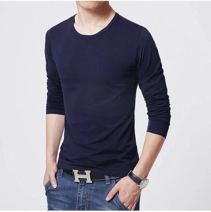 2026 MRMT Brand New Men's T-Shirts Long Sleeve Slim Men T-Shirt Young Man Pure Color Tops Tees Shirt O-Neck For Male Boys Tshirt
